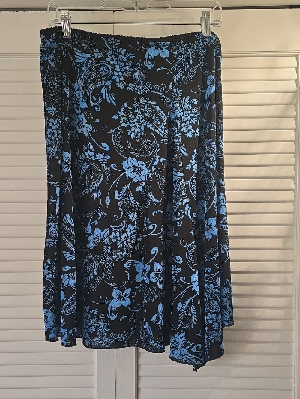 Black & Blue Floral A-Line Skirt